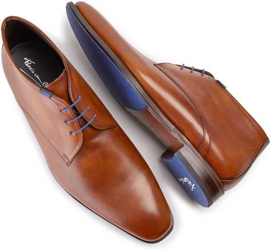 Floris van Bommel Veterschoenen cognac Leer