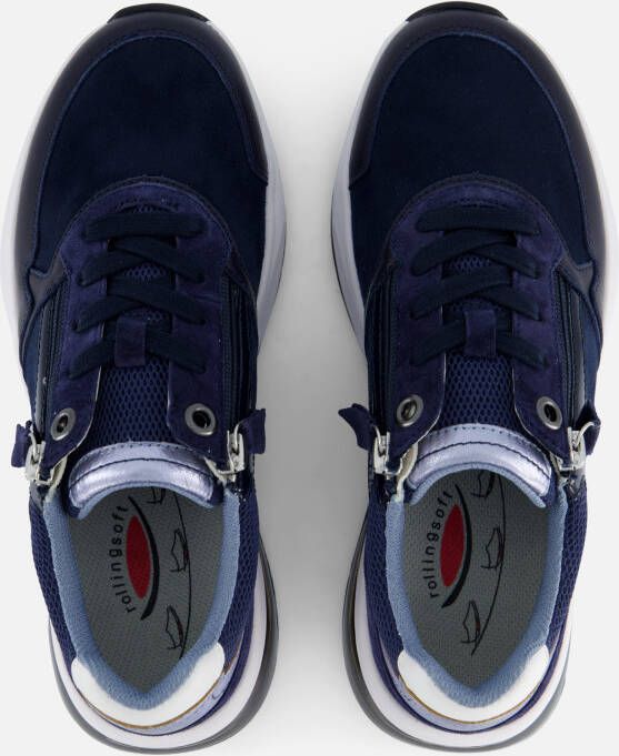 Gabor Rollingsoft Sneakers blauw Suede