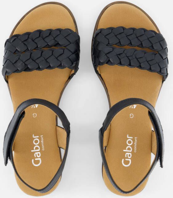 Gabor Zwarte leren sandalen met gevlochten bandjes Black Dames - Foto 9