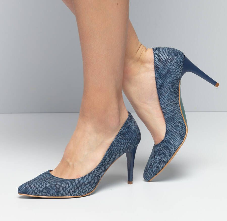 Giulia Pumps blauw slangenprint Imitatieleer