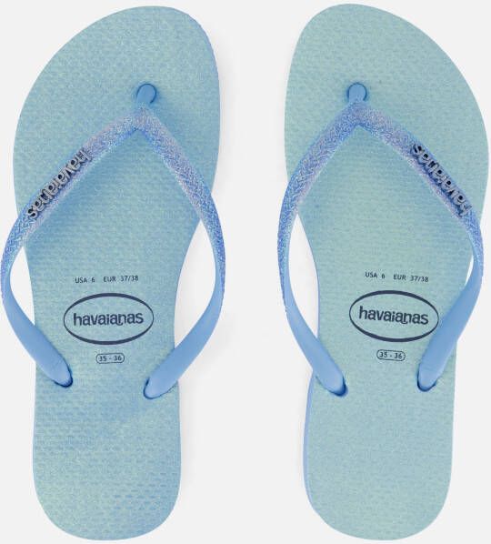 Havaianas Slim Glitter Slippers blauw Rubber