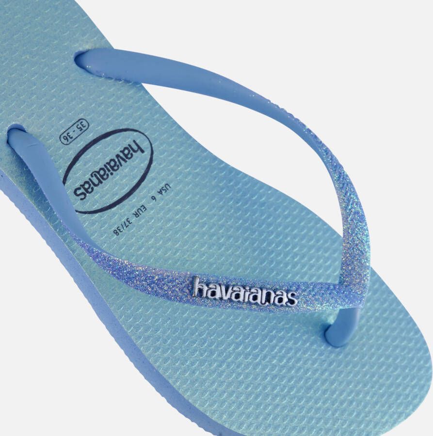Havaianas Slim Glitter Slippers blauw Rubber