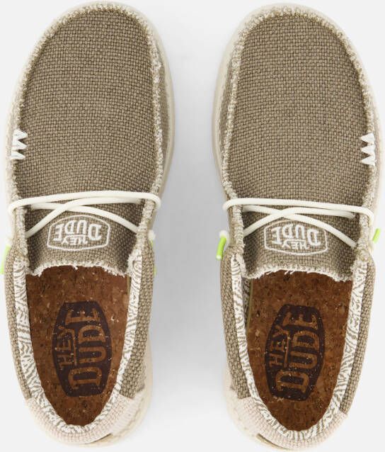 HEYDUDE Wally Braided Instappers groen Canvas
