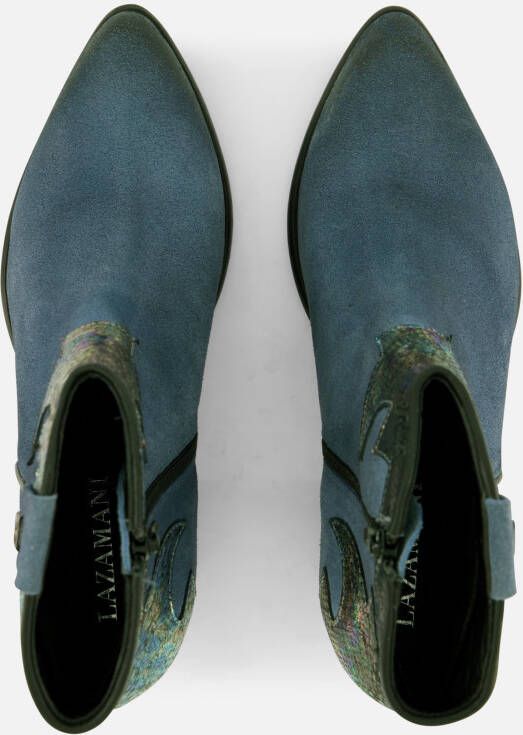 Lazamani Cowboylaarzen blauw Leer