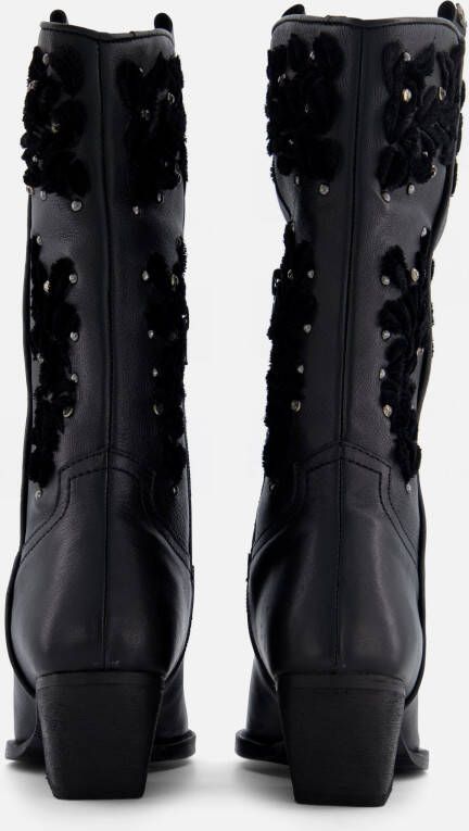Lazamani Cowboylaarzen velvet zwart Leer