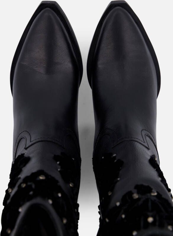 Lazamani Cowboylaarzen velvet zwart Leer