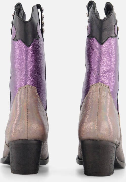 Lazamani Metallic Cowboylaarzen paars Leer