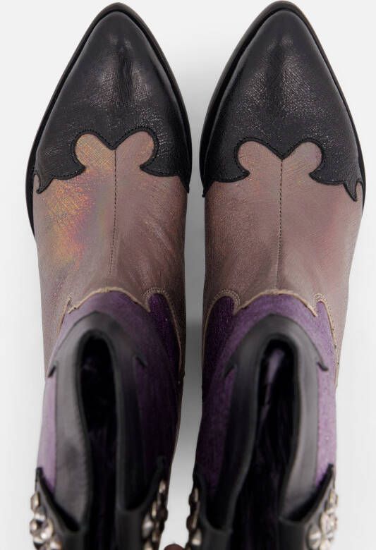 Lazamani Metallic Cowboylaarzen paars Leer