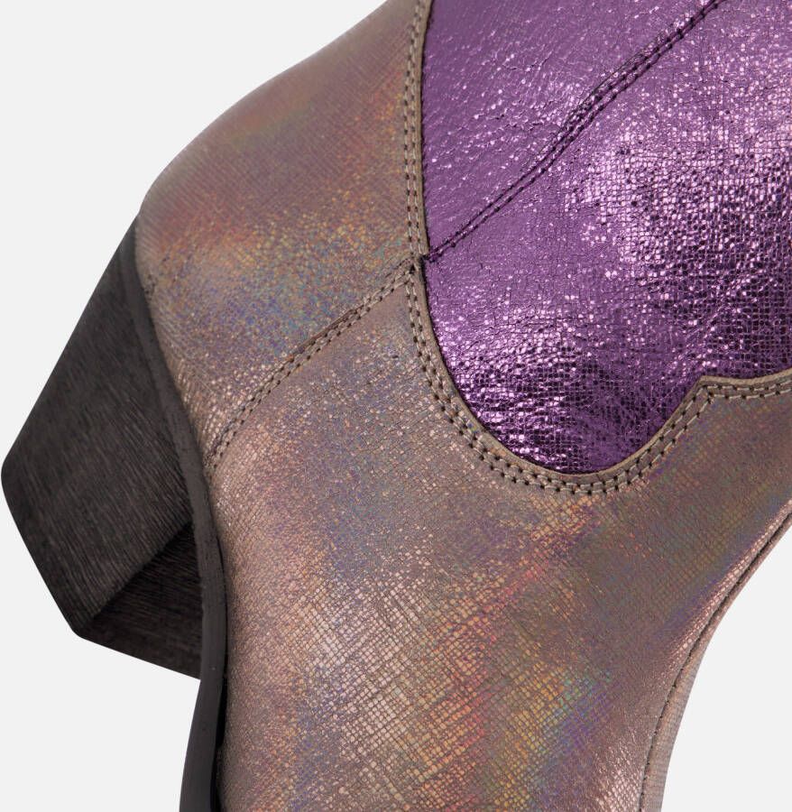 Lazamani Metallic Cowboylaarzen paars Leer