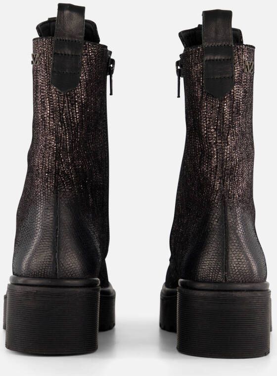 Lazamani Metallic Veterboots grijs Leer
