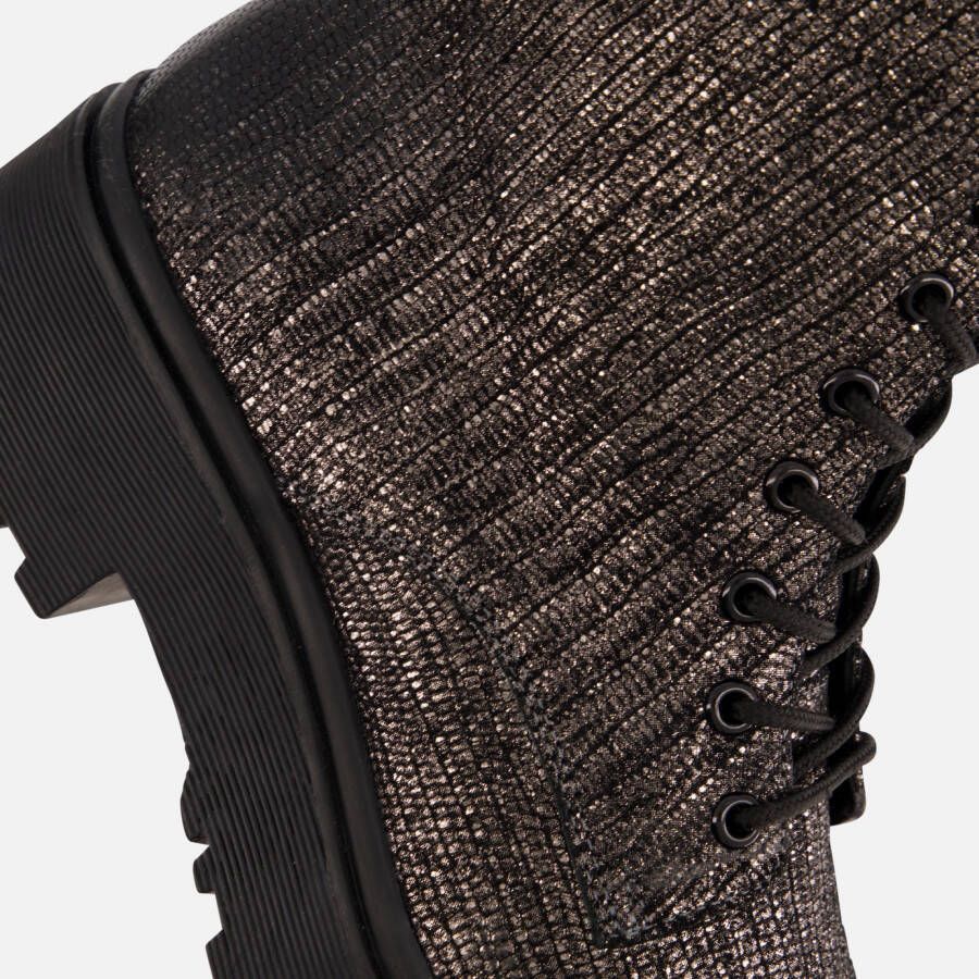 Lazamani Metallic Veterboots grijs Leer