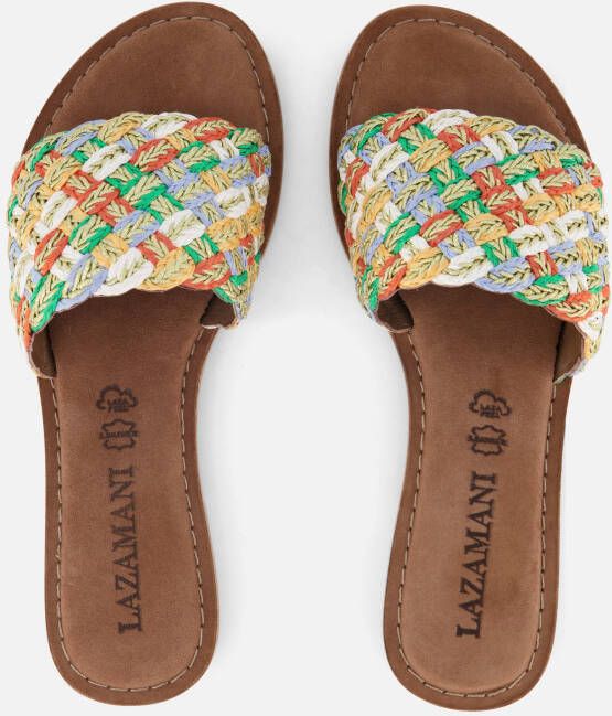 Lazamani Raffia Slippers wit Synthetisch