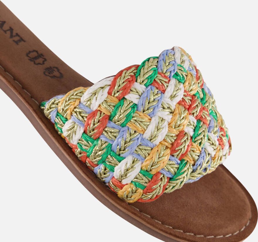Lazamani Raffia Slippers wit Synthetisch