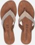 Lazamani leren teenslippers met strass beige - Thumbnail 7