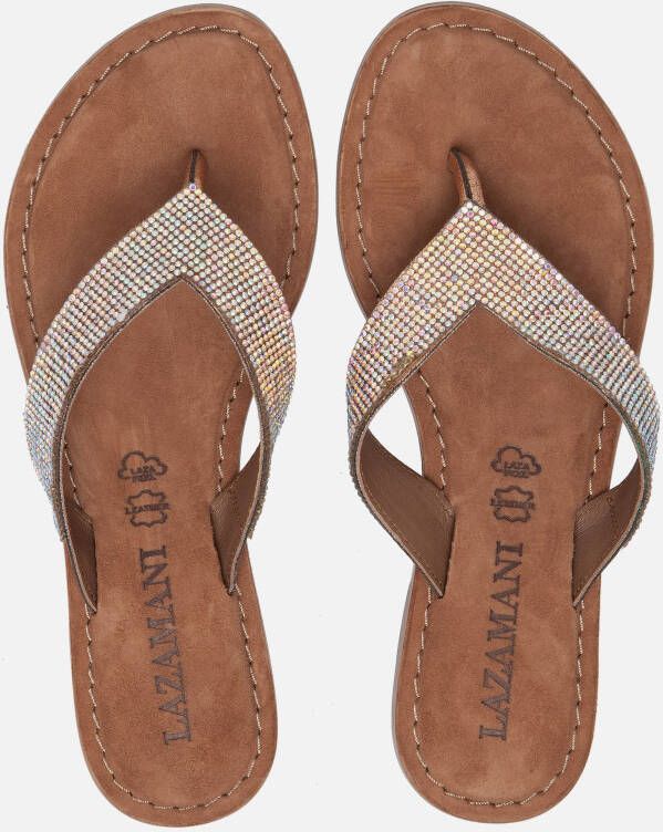 Lazamani Rainbow Slippers zilver Leer