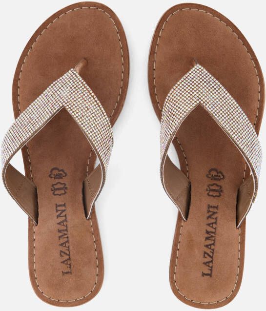 Lazamani Rainbow Slippers zilver Leer