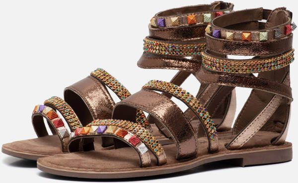 Lazamani Sandalen brons Leer