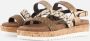 Lazamani Ladies sandals cork Bruin Leer Platte sandalen Dames - Thumbnail 4