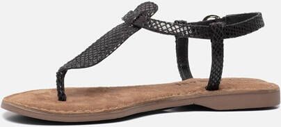 Lazamani 75.611 leren sandalen met slangenprint zwart - Schoenen.nl