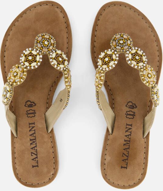 Lazamani Slippers beige Leer