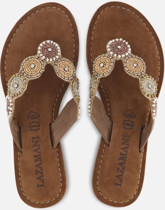 Lazamani Slippers beige Leer