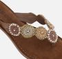 Lazamani Leren versierde teenslipper Beige Leer Teenslippers Dames - Thumbnail 15