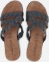 Lazamani zwarte leren slipper Zwart Leer Leren slippers Dames - Thumbnail 6