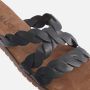 Lazamani zwarte leren slipper Zwart Leer Leren slippers Dames - Thumbnail 8