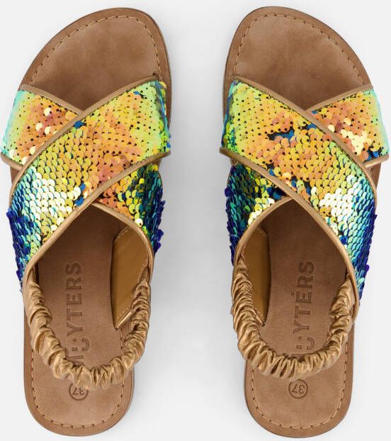 Muyters Pailetten Sandalen goud Leer