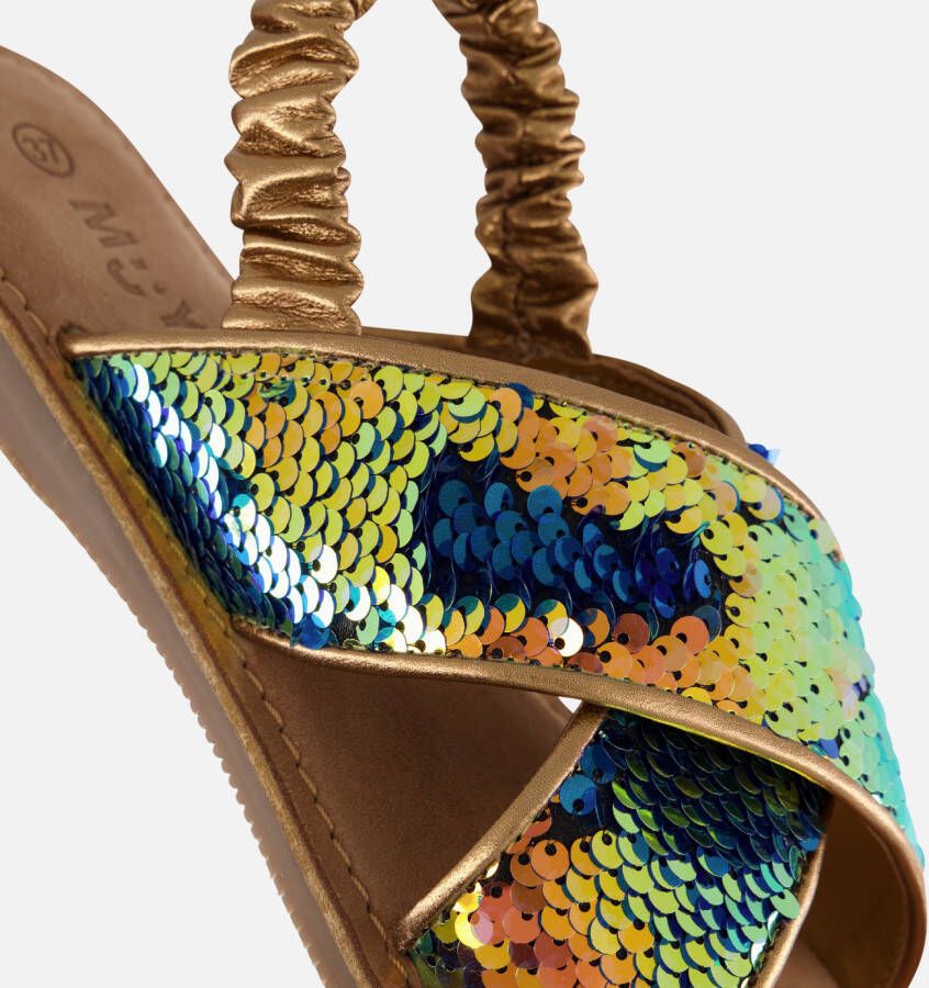 Muyters Pailetten Sandalen goud Leer