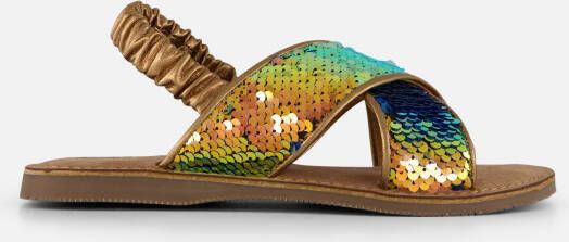 Muyters Pailetten Sandalen goud Leer