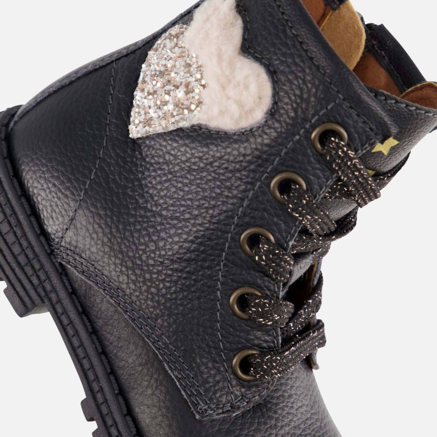 Muyters Veterboots zwart Leer