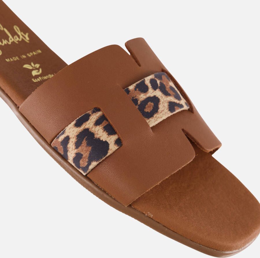 Oh My Sandals Leopard Slippers goud Leer