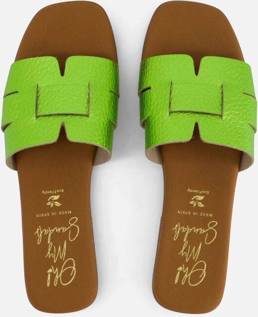 Oh My Sandals Amira Slippers groen Leer