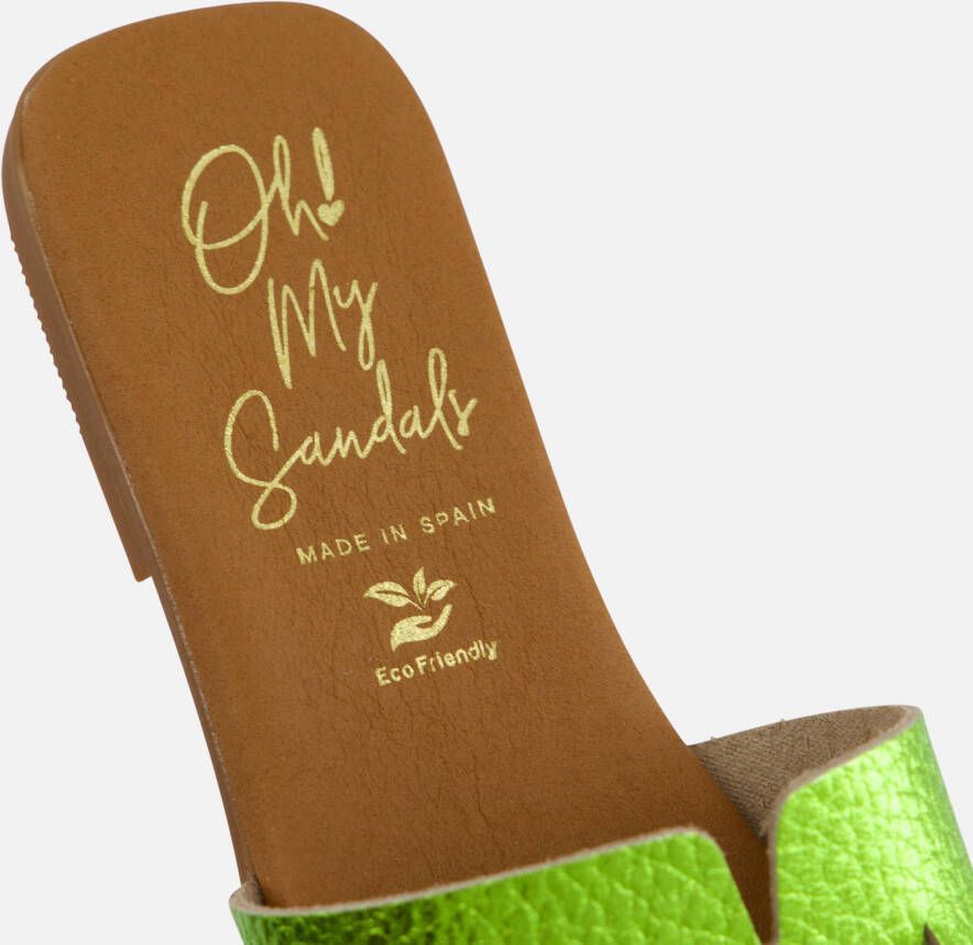 Oh My Sandals Amira Slippers groen Leer