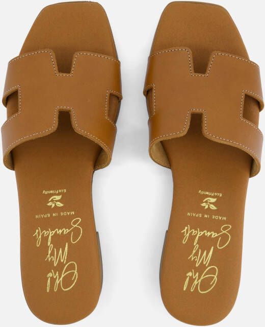 OH MY SANDALS Slippers cognac Leer