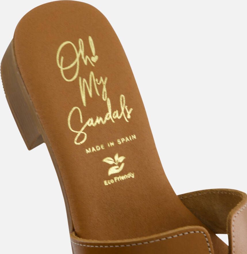 OH MY SANDALS Slippers cognac Leer