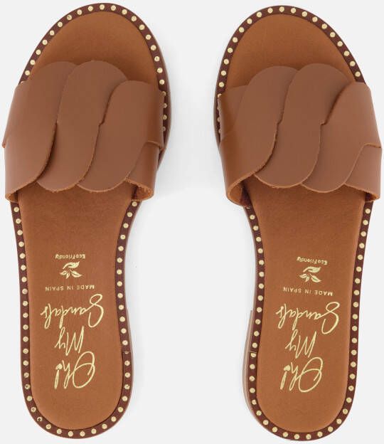 Oh My Sandals Slippers cognac Leer
