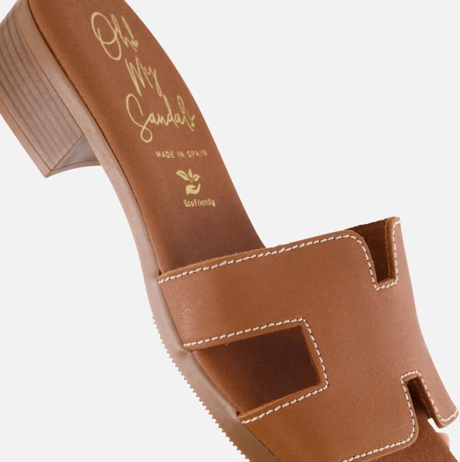Oh My Sandals Slippers cognac Leer