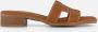 OH MY SANDALS Slippers cognac Leer Dames - Thumbnail 6