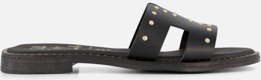Oh My Sandals Slippers zwart Leer