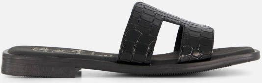 Oh My Sandals Slippers zwart Leer