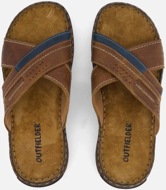 Outfielder Slippers cognac Leer