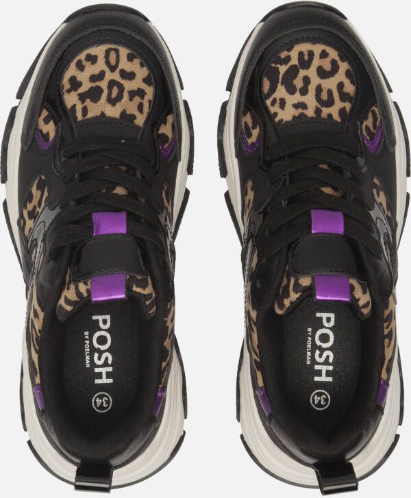 POSH by Poelman Gigi Leopard Sneakers zwart