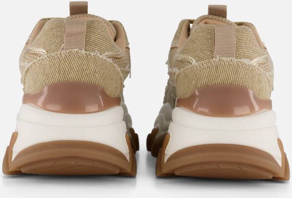 POSH by Poelman Glitter Sneakers beige Textiel