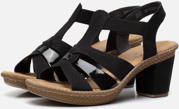 Rieker Sandalen met hak zwart Nubuck