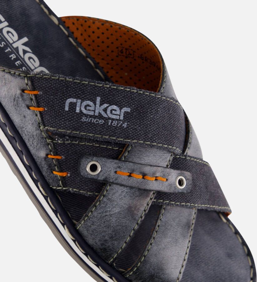 Rieker Serbia Slippers blauw Leer