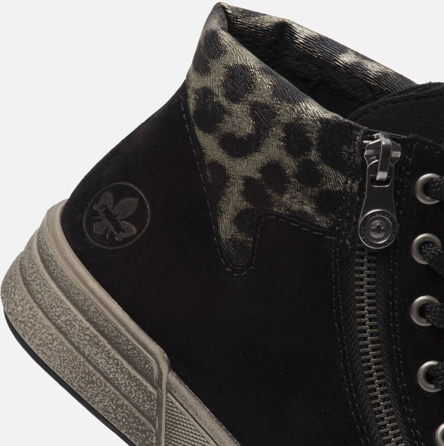 Rieker Veterboots zwart Suede