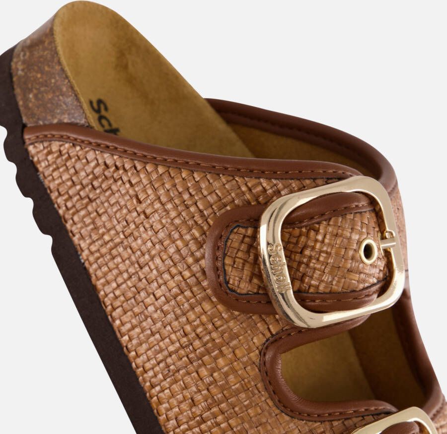 Scholl Noelle Raffia Slippers cognac Textiel