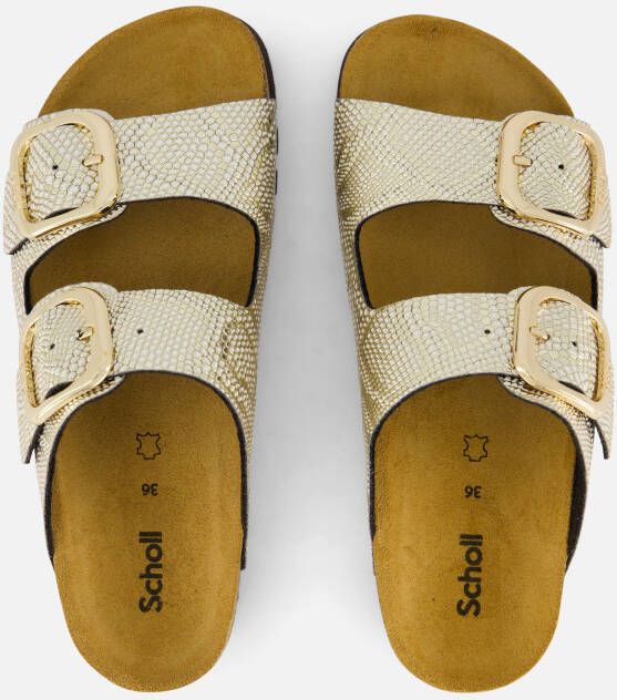 Scholl Noelle Raffia Slippers goud Leer